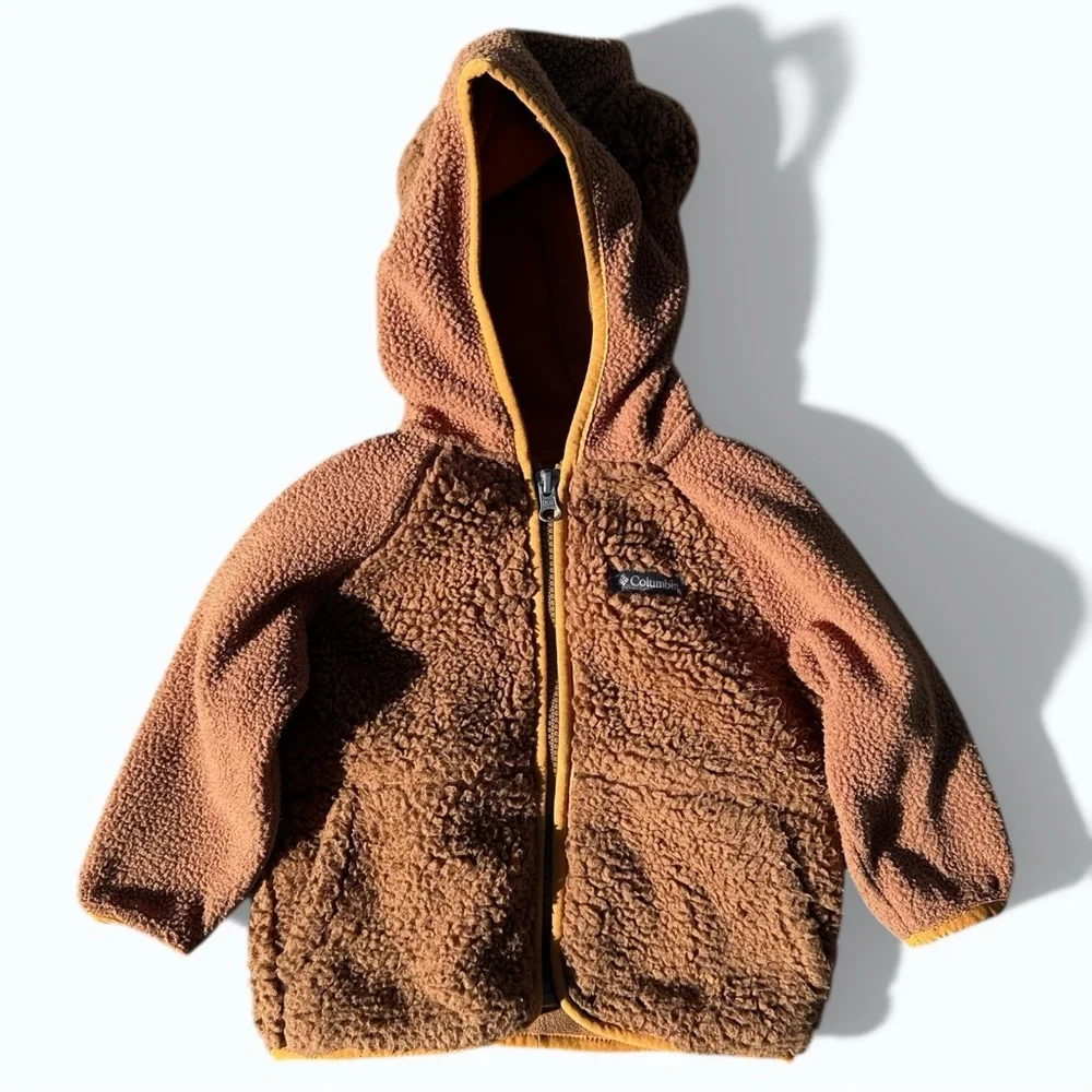Columbia Kids Teddy Bear Fleece Hoodie Size 12–18M Cozy Zip Jacket